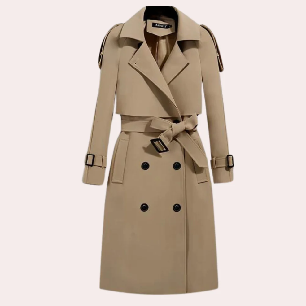 Manteau Trench Long Femme avec Ceinture et Col Classique