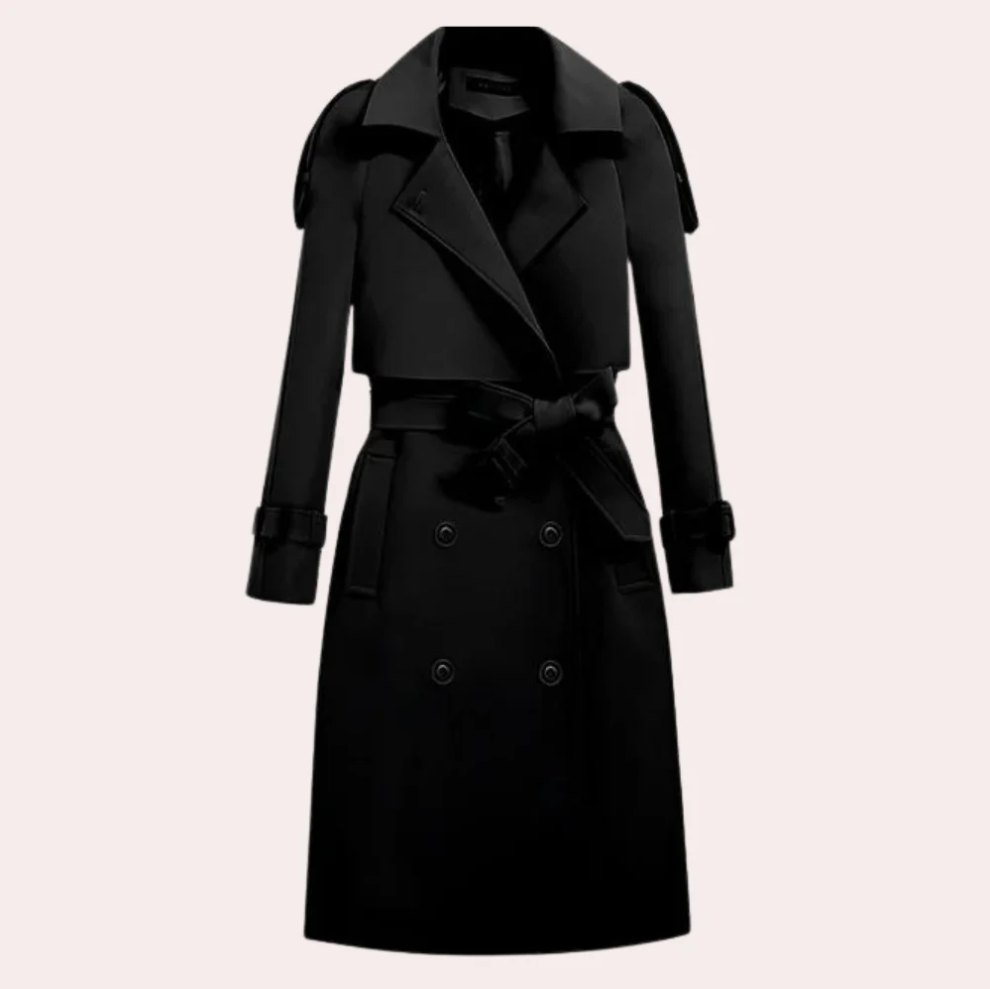 Manteau Trench Long Femme avec Ceinture et Col Classique