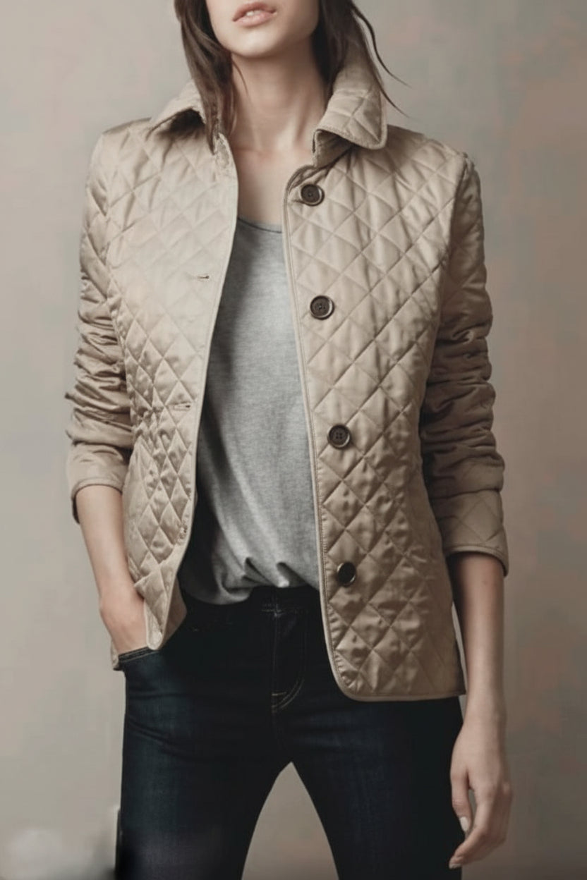 Parka à Col Boutonné Matelassé