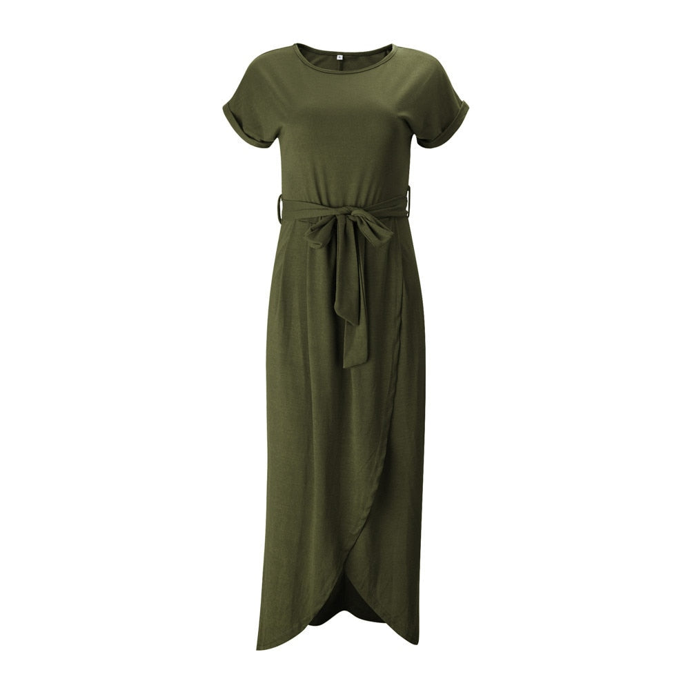 Robe Maxi Avec Fente Et Ceinture À Nouer Pour Femme | Idéale Pour Les Occasions Estivales