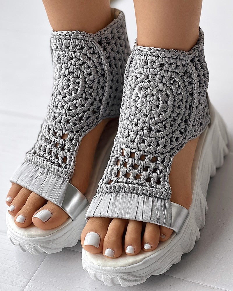 Sandales À Talon Compensé Avec Détails Tressés Pour Femmes | Idéales Pour Le Printemps Et L’Été