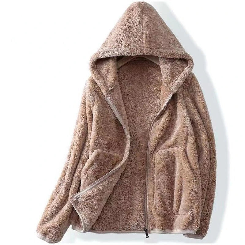 Manteau zippé à capuche pour femmes