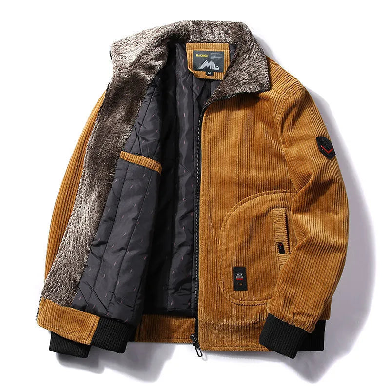 Veste bomber pour hommes avec col en peluche et poches