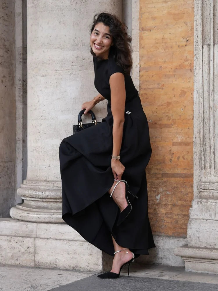 Robe Longue Sans Manches Avec Col Montant Pour Femmes | Idéal Pour Soirées Et Événements Formels