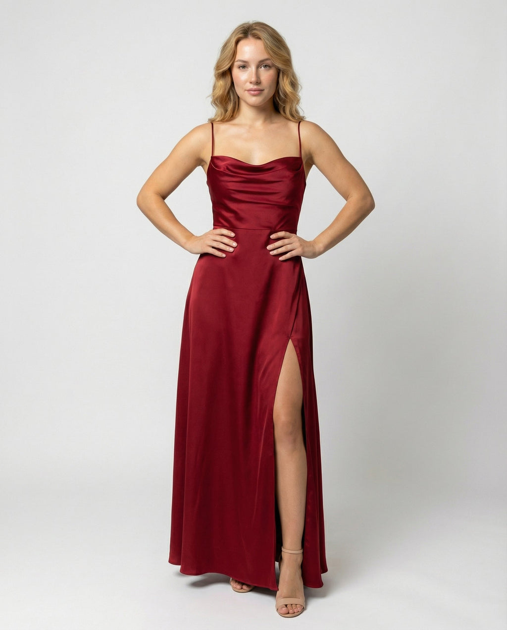 Robe Maxi Femme | Décolleté Drapé & Fente Élégante