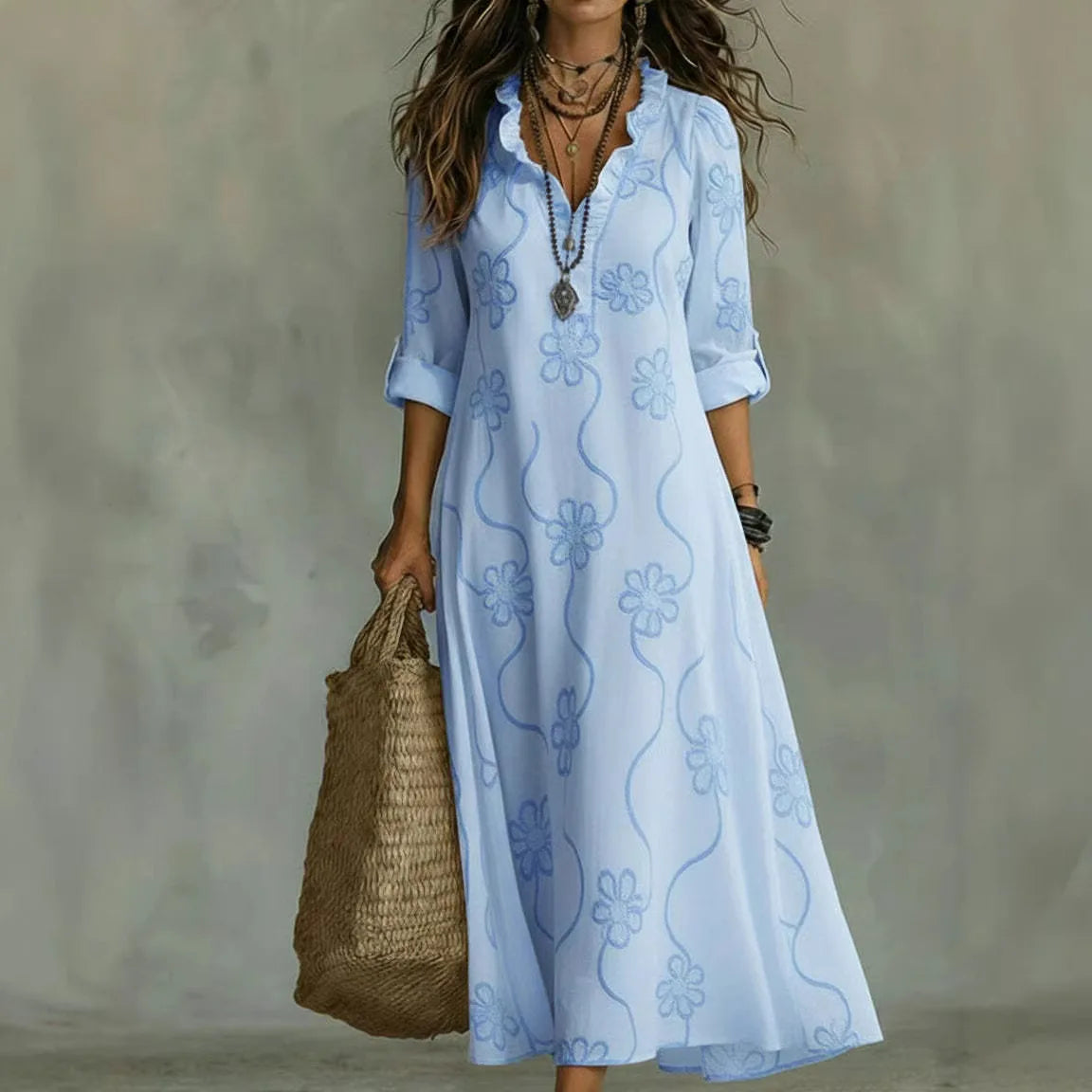 Welmea | Robe d'été fluide avec une silhouette flatteuse