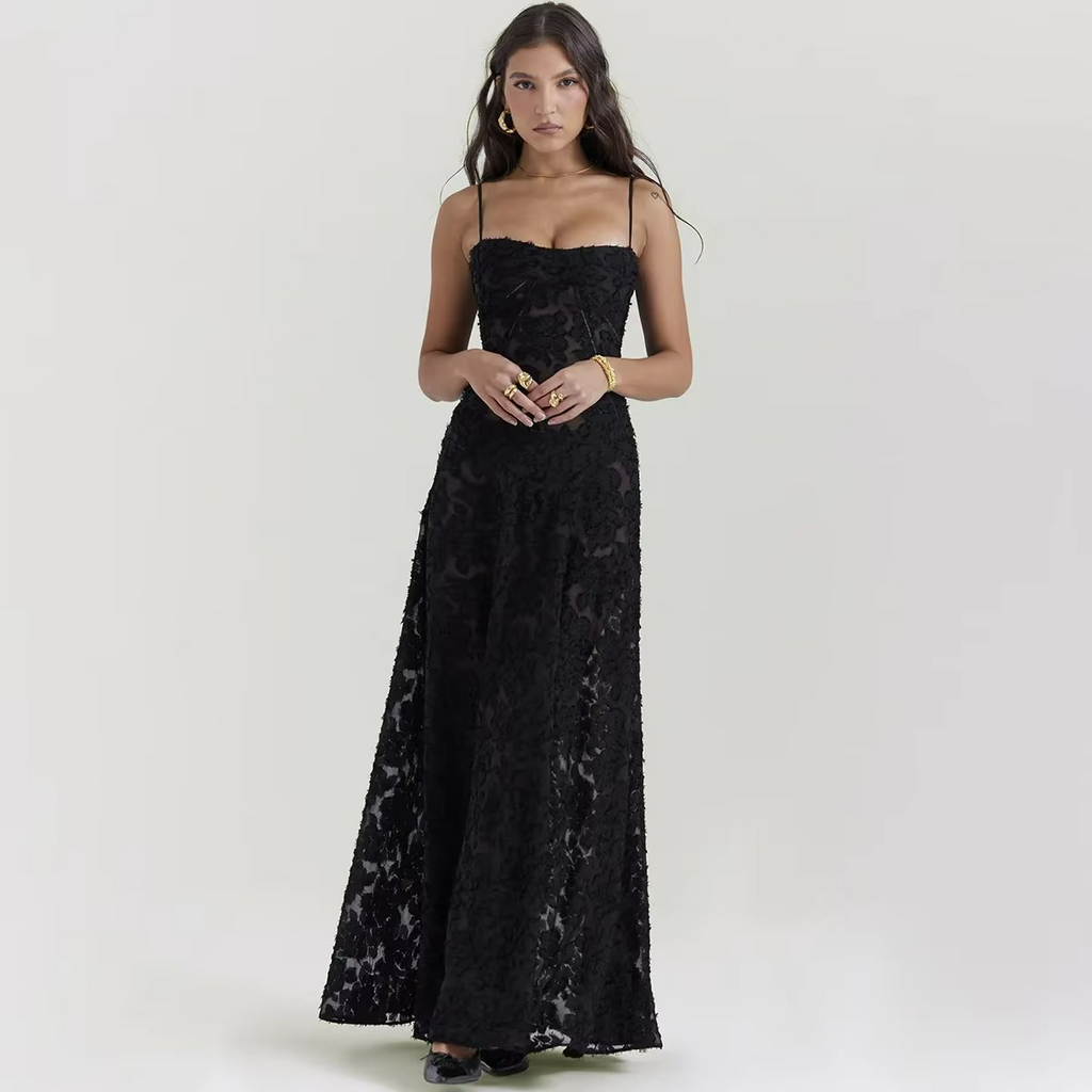 Robe Maxi de Mariage pour Invité Annabelle en Dentelle