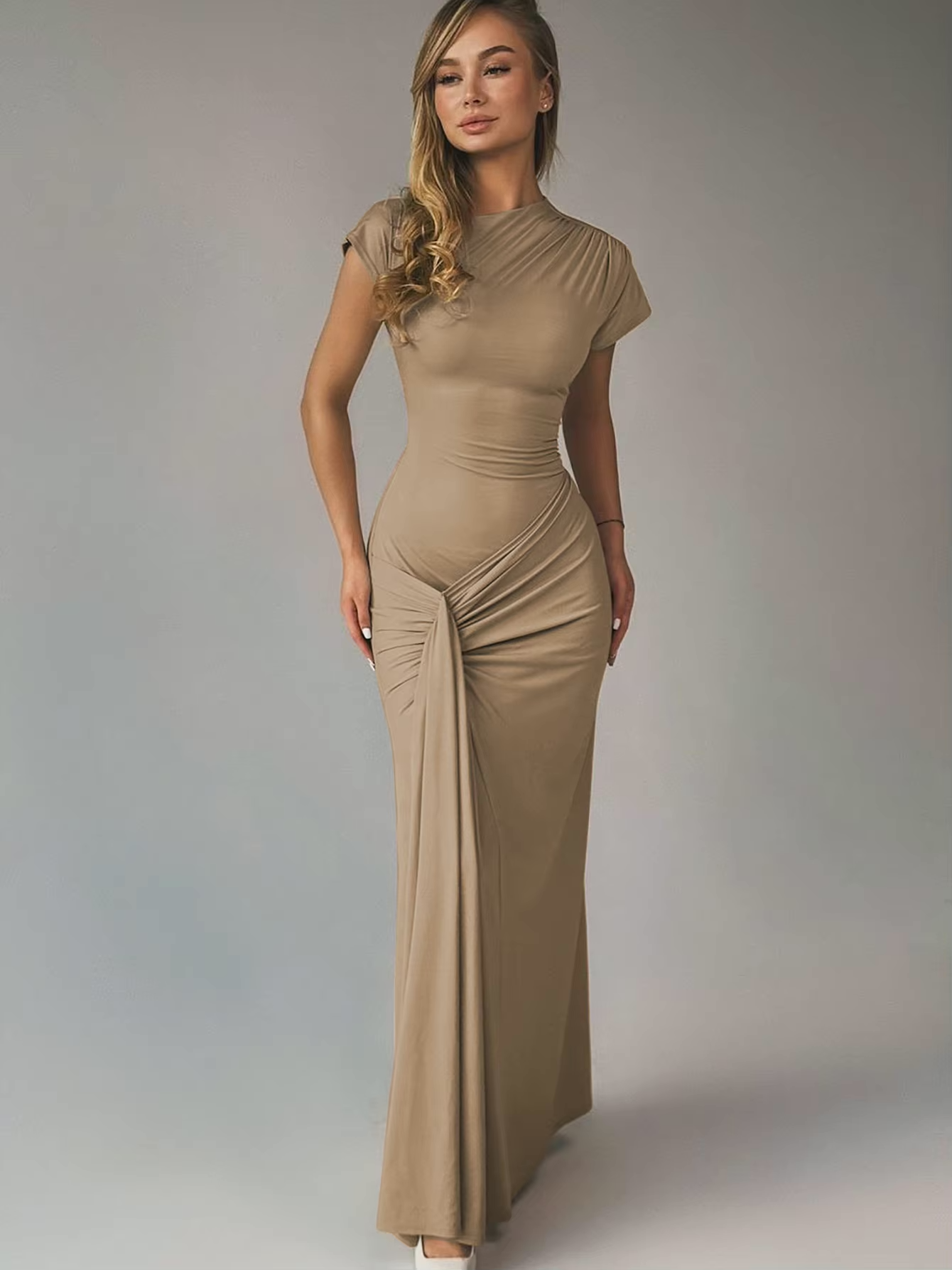 Robe Maxi Avec Encolure Asymétrique Et Dos À Lacets Pour Femme | Idéale Pour Les Événements Et Soirées