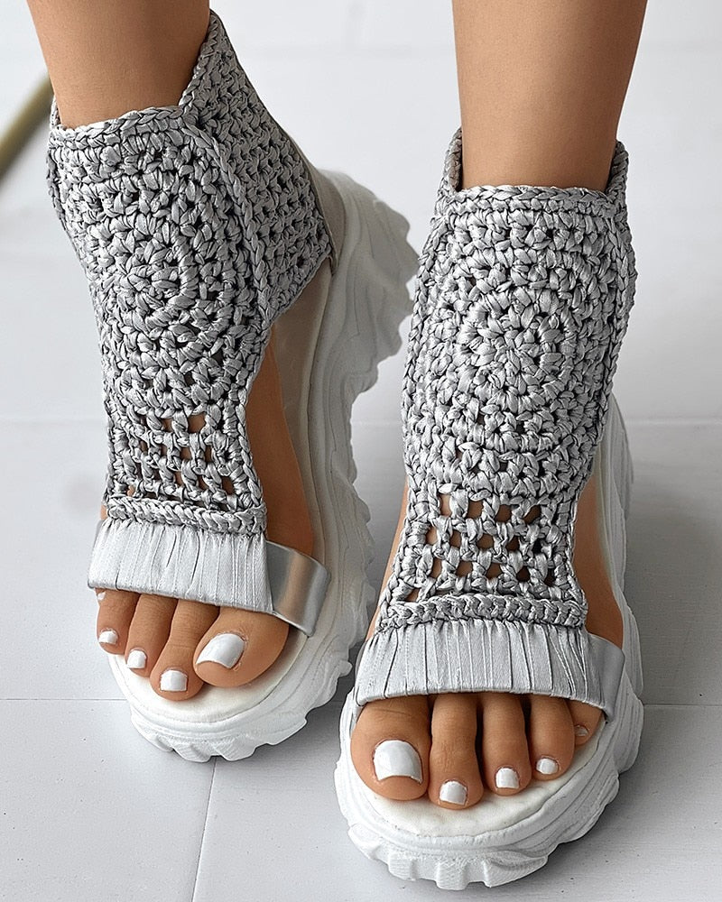 Sandales À Talon Compensé Avec Détails Tressés Pour Femmes | Idéales Pour Le Printemps Et L’Été