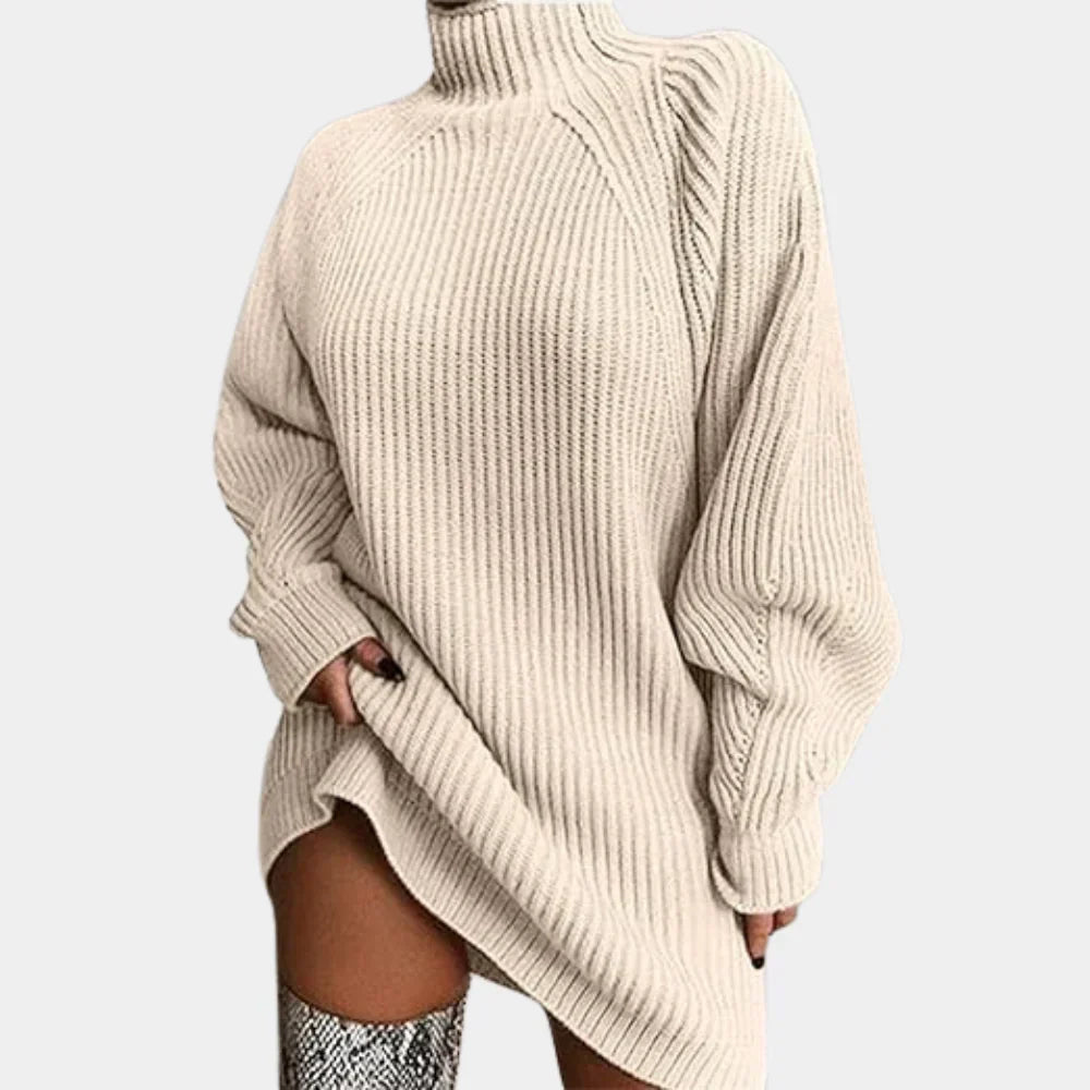 Pull Oversize Femme en Maille avec Bords Côtes