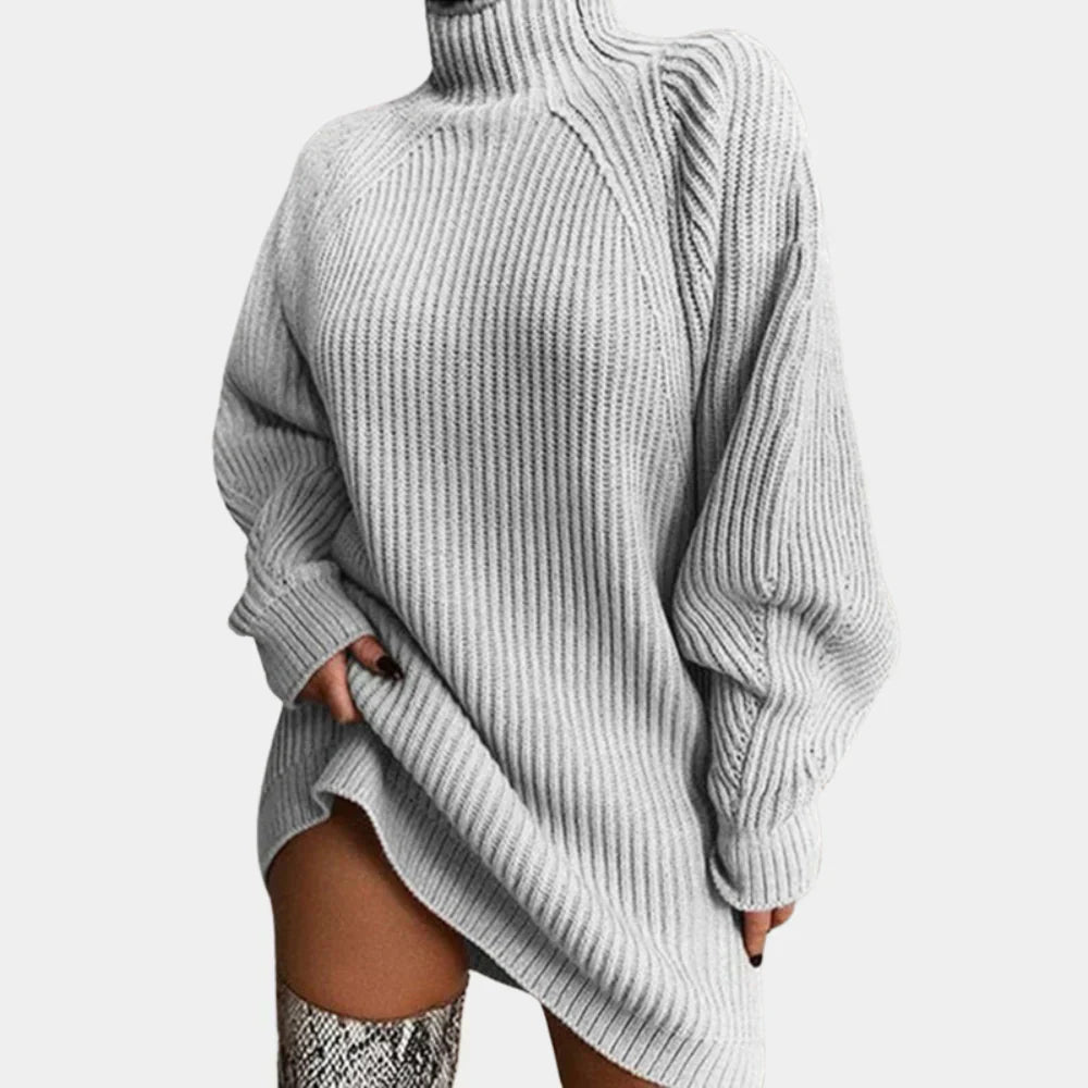Pull Oversize Femme en Maille avec Bords Côtes