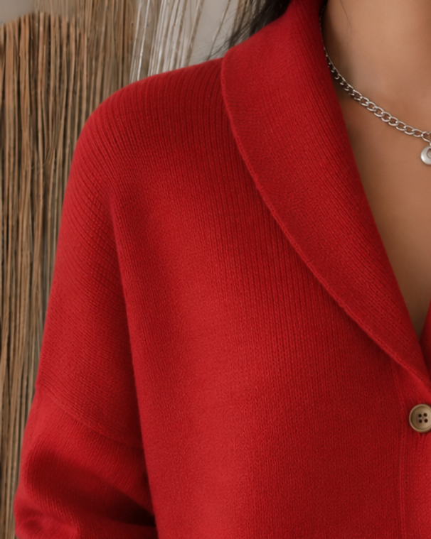 Karin | Veste tricot classique et intemporelle avec col à boutons