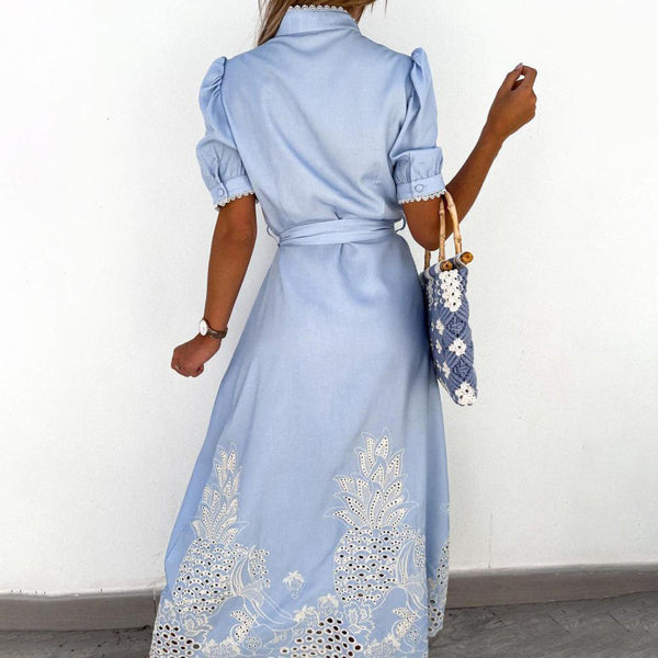 Celeste | Robe maxi femme avec ceinture à nouer