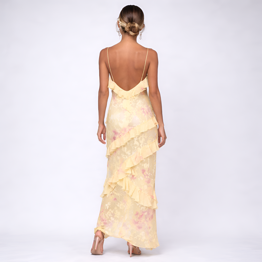 Charlene - Robe nuisette d'été à volants et imprimé floral