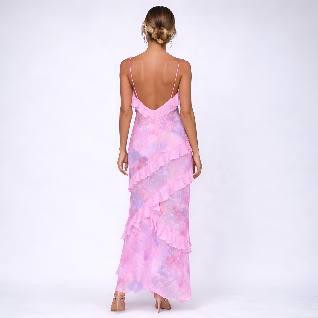Charlene - Robe nuisette d'été à volants et imprimé floral