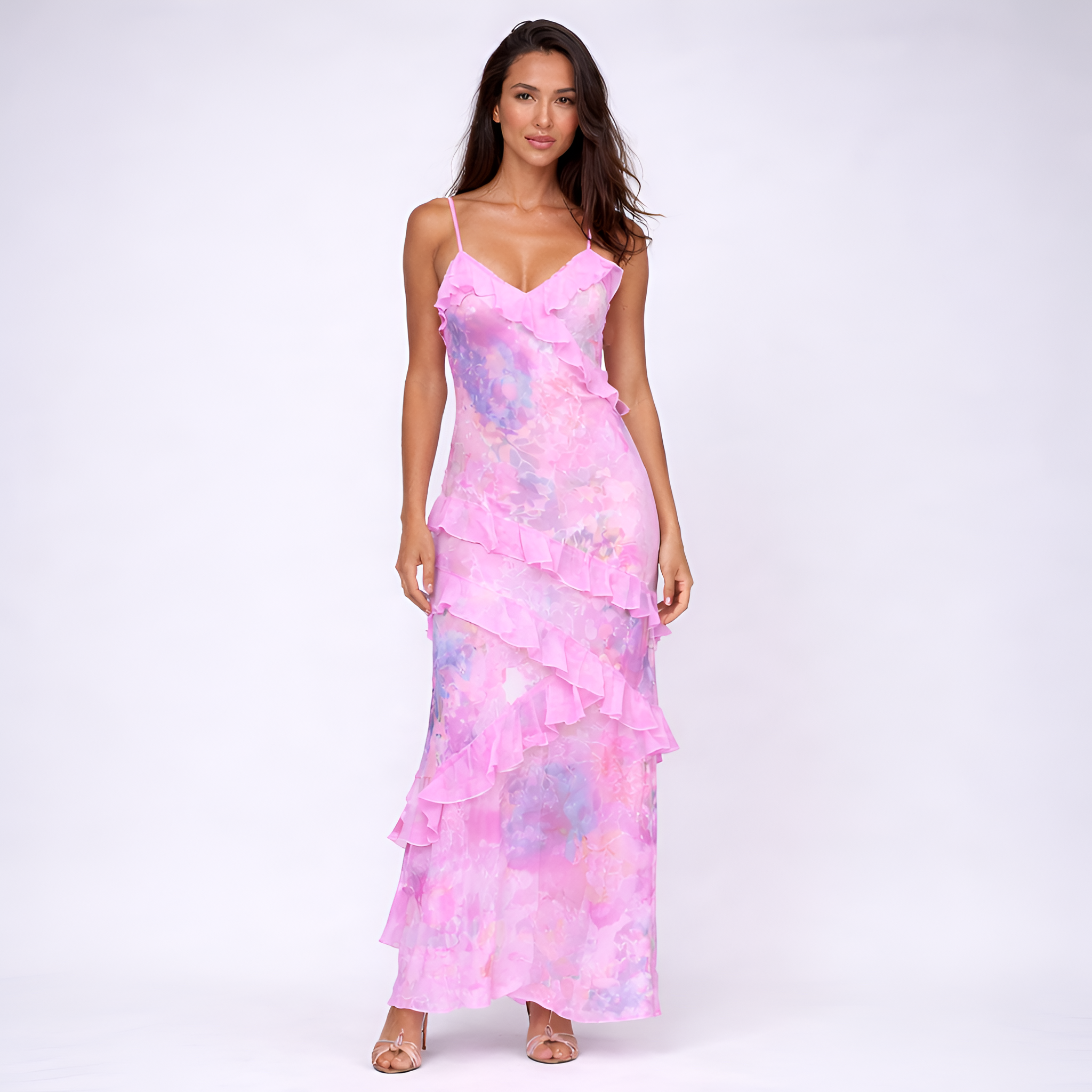 Charlene - Robe nuisette d'été à volants et imprimé floral