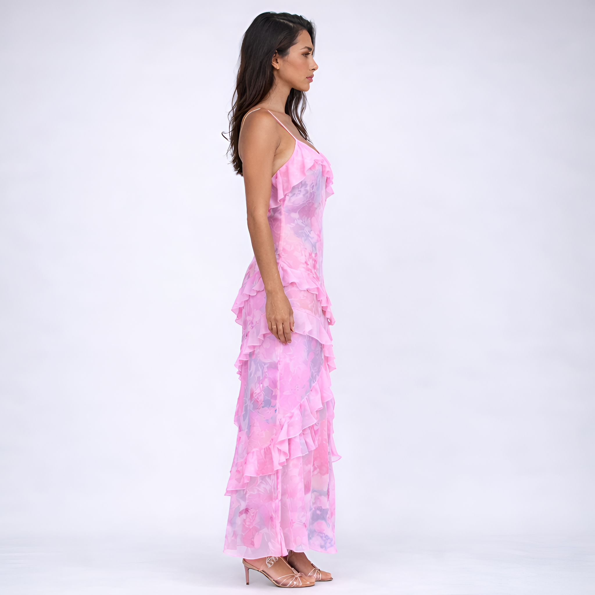 Charlene - Robe nuisette d'été à volants et imprimé floral