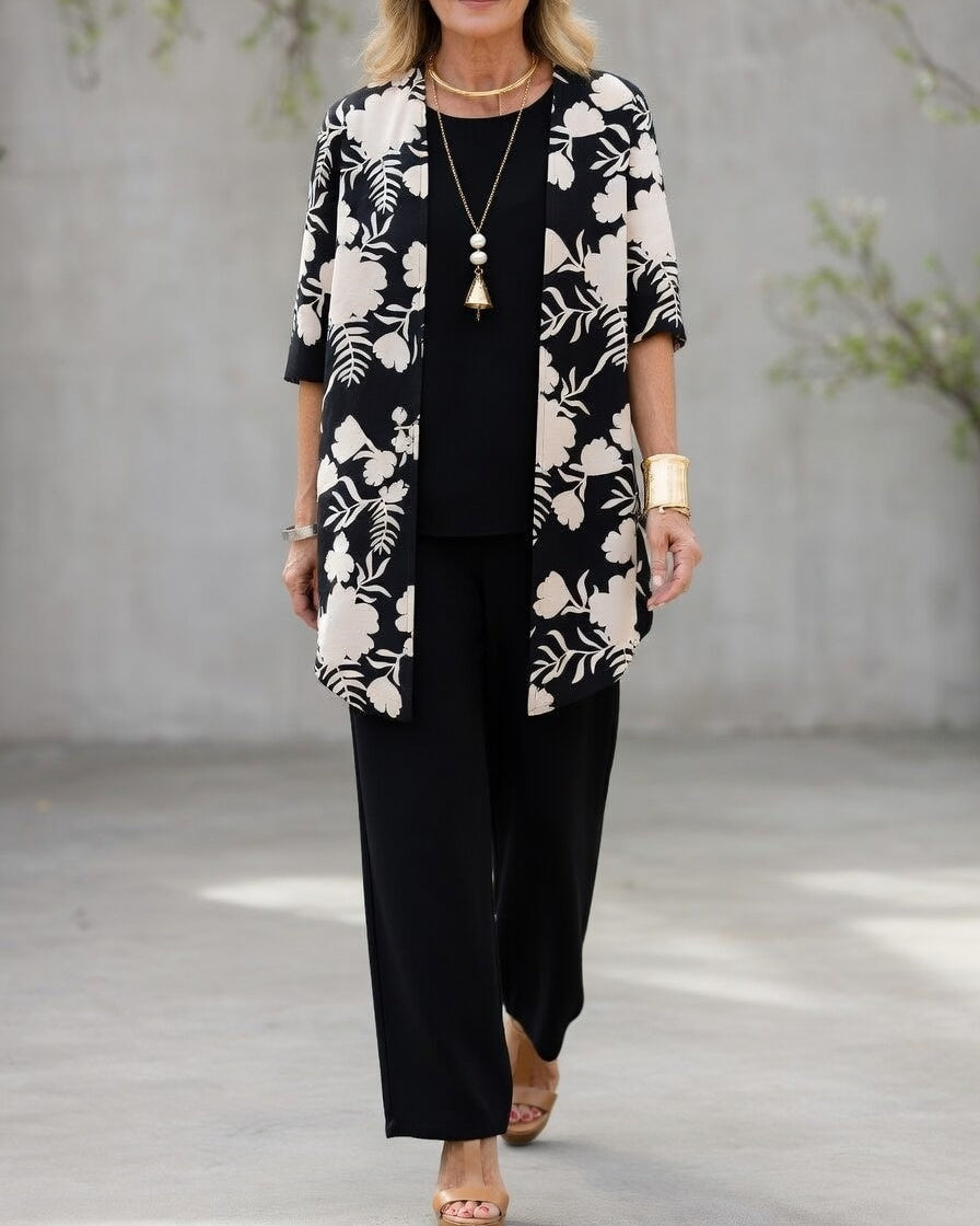 Ensemble d'été pour femmes | Tenue 3 pièces avec kimono et pantalon large