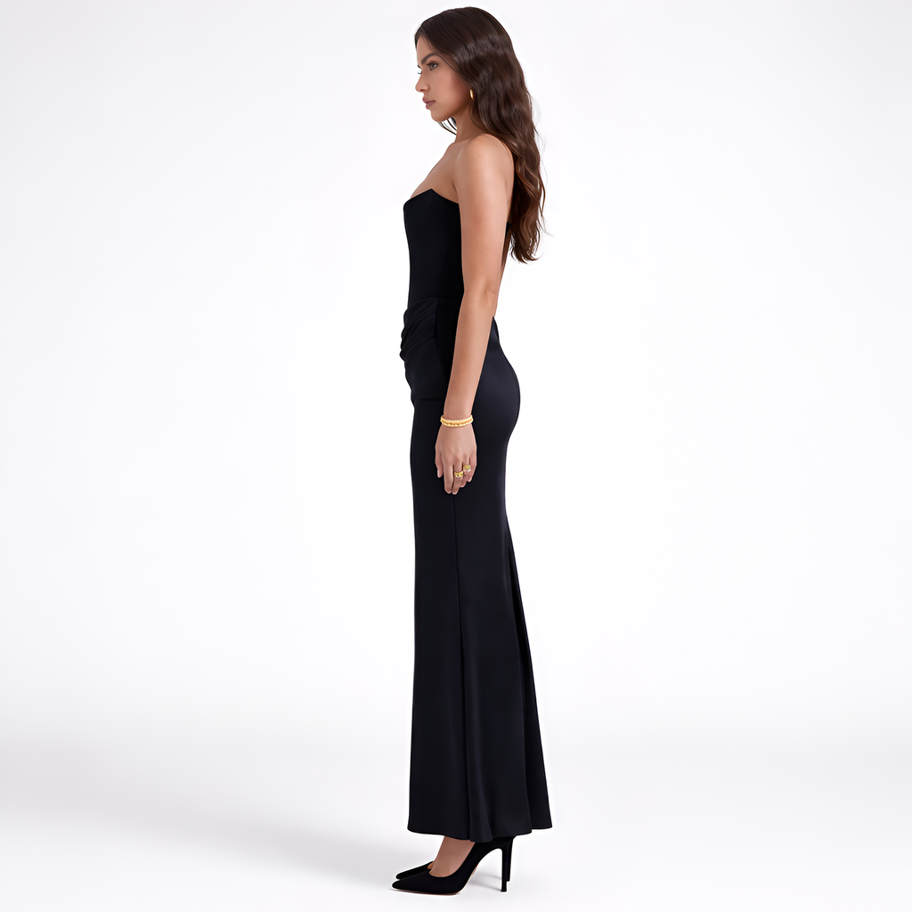 Sophie - Robe longue froncée sans bretelles