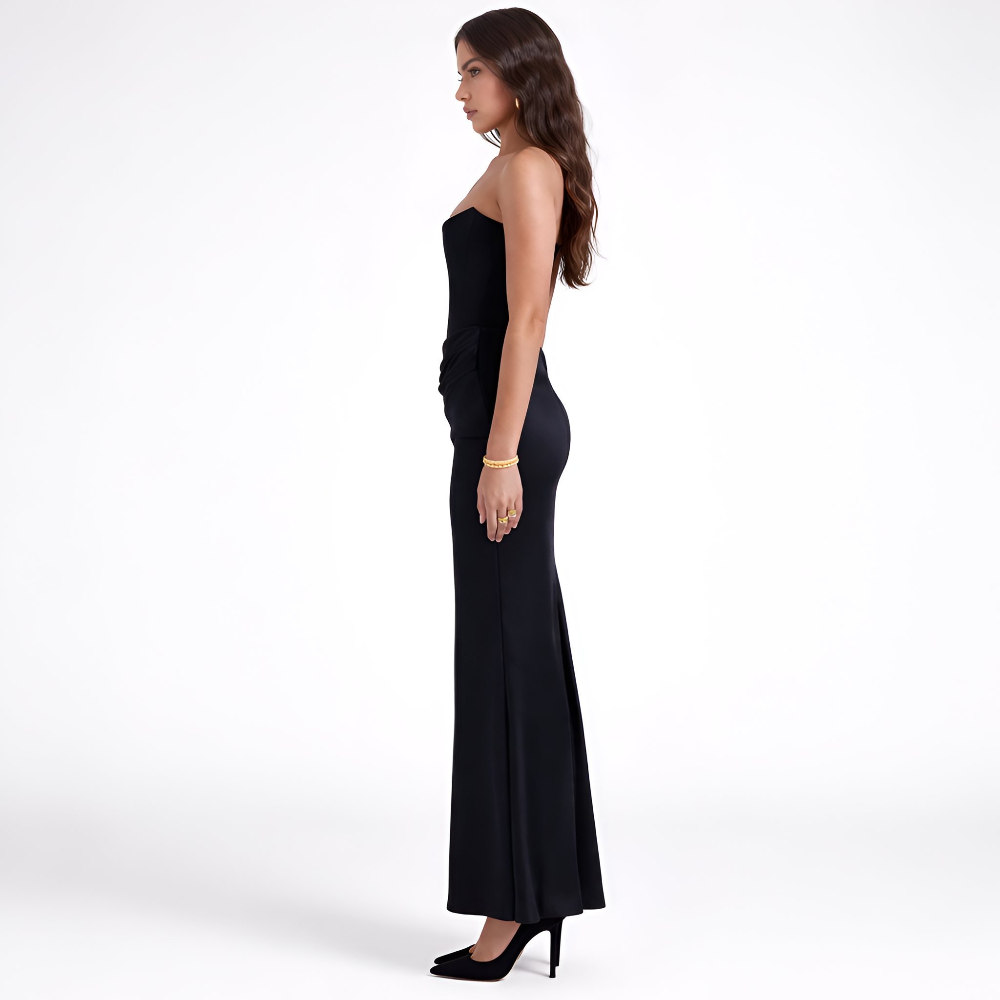Sophie - Robe longue froncée sans bretelles