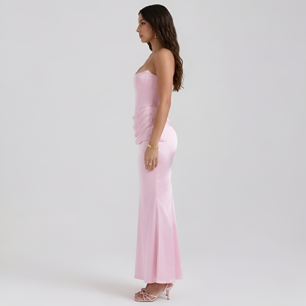 Sophie - Robe longue froncée sans bretelles