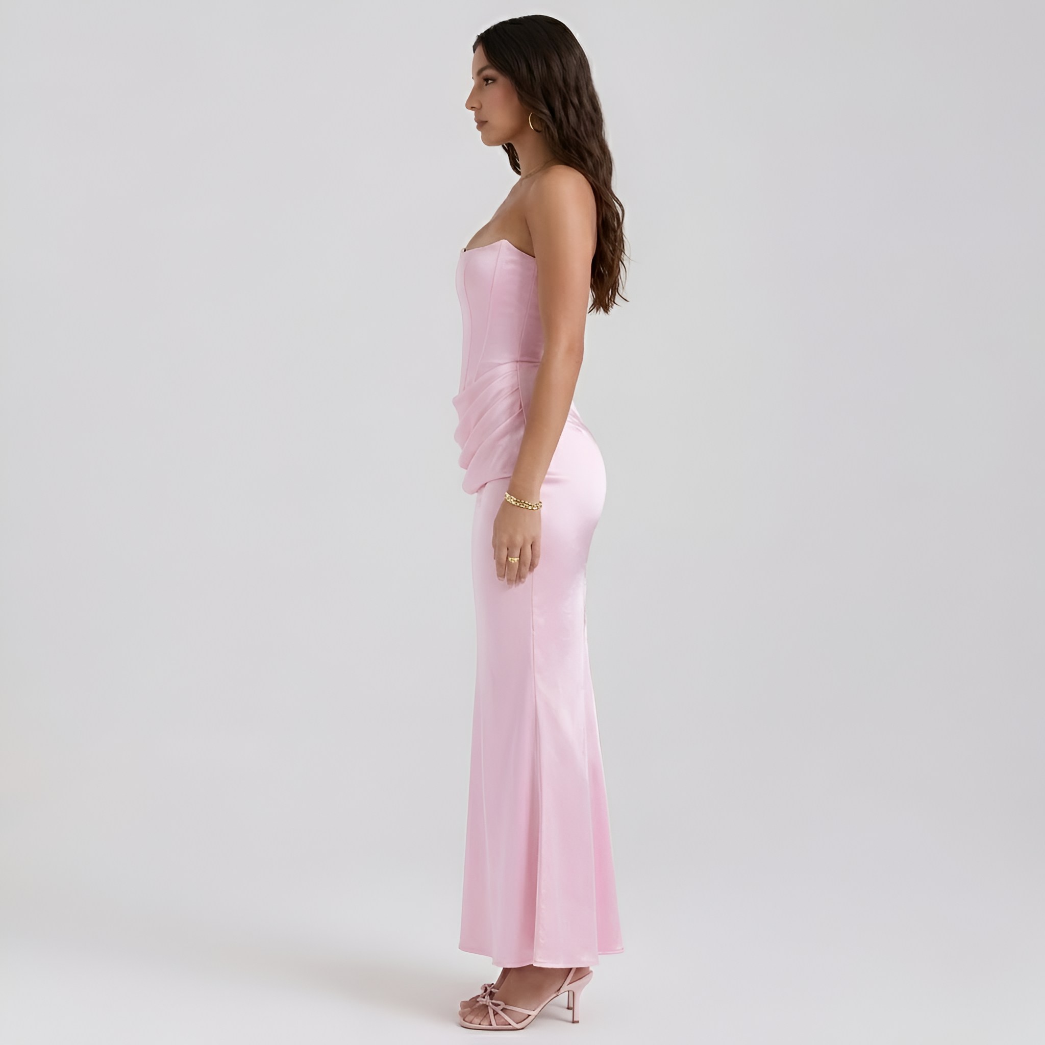 Sophie - Robe longue froncée sans bretelles