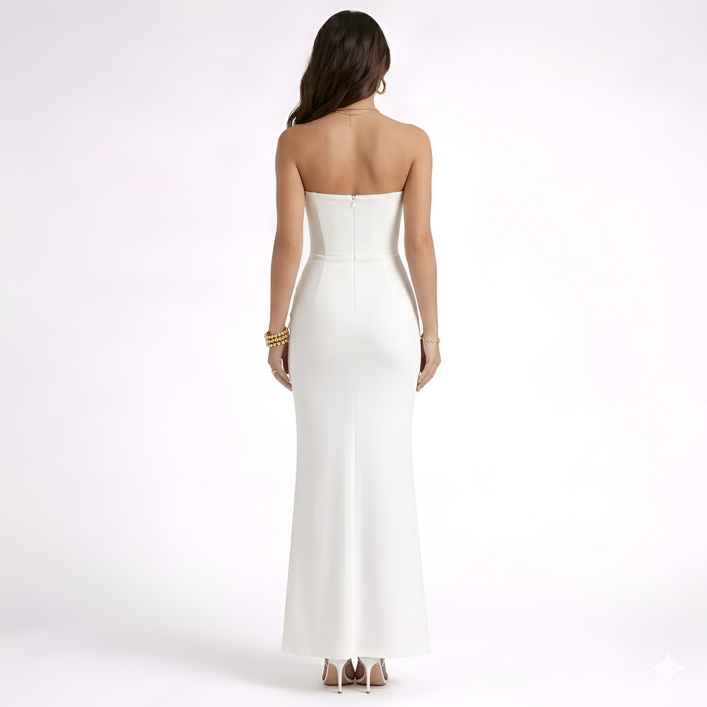 Sophie - Robe longue froncée sans bretelles