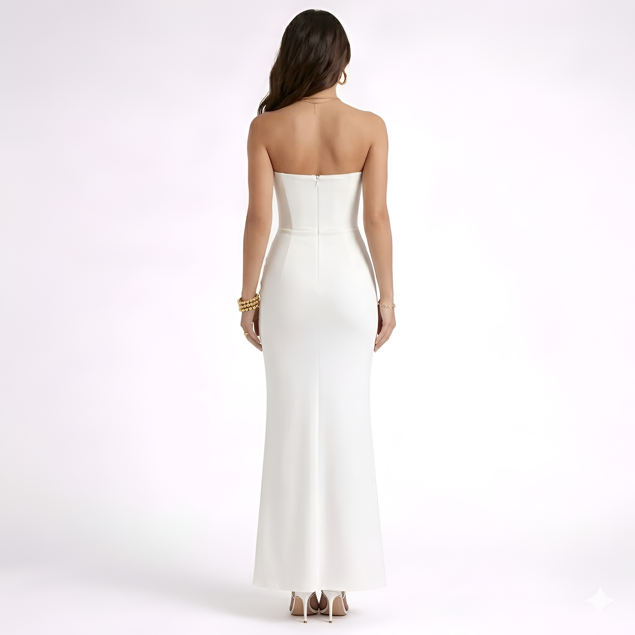 Sophie - Robe longue froncée sans bretelles