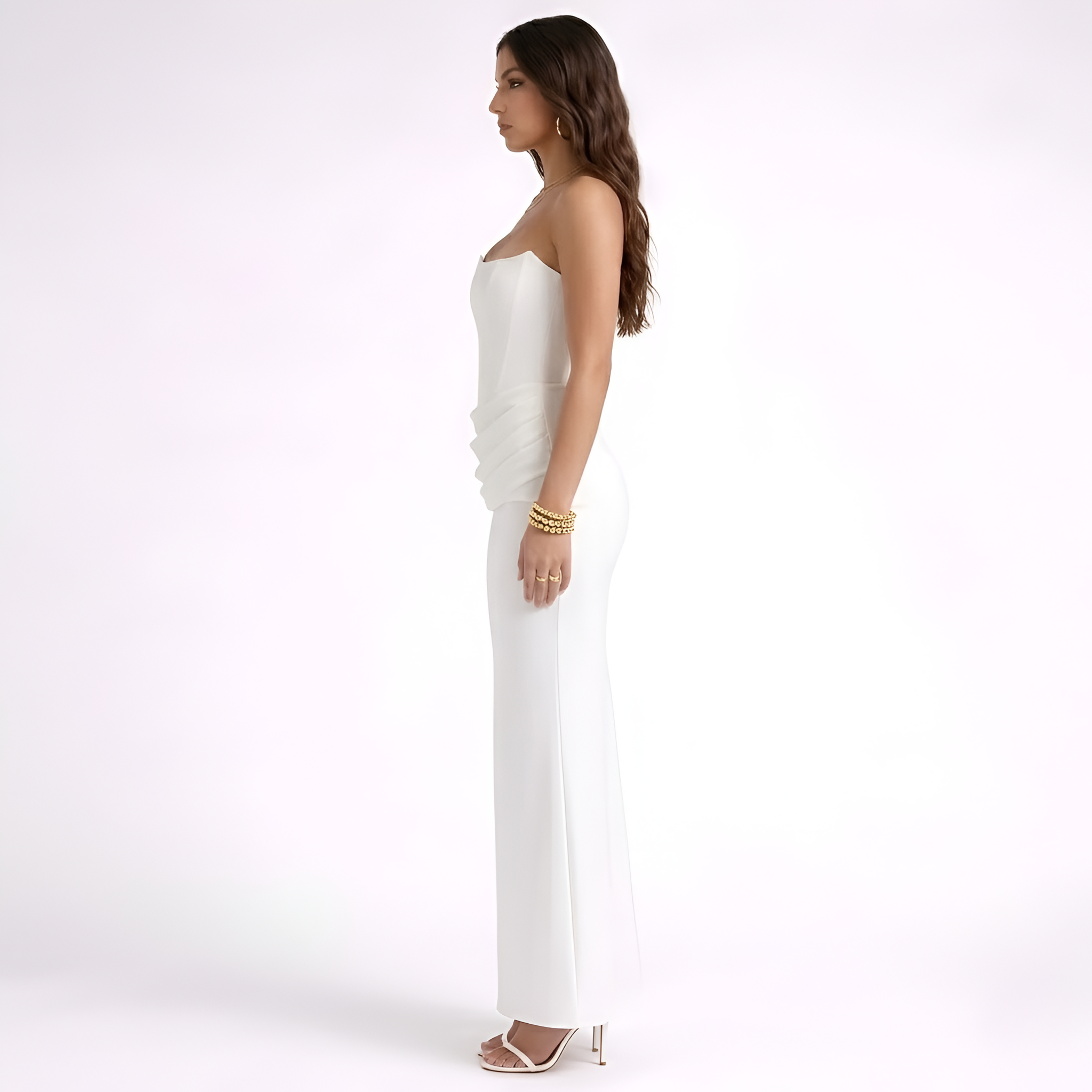 Sophie - Robe longue froncée sans bretelles