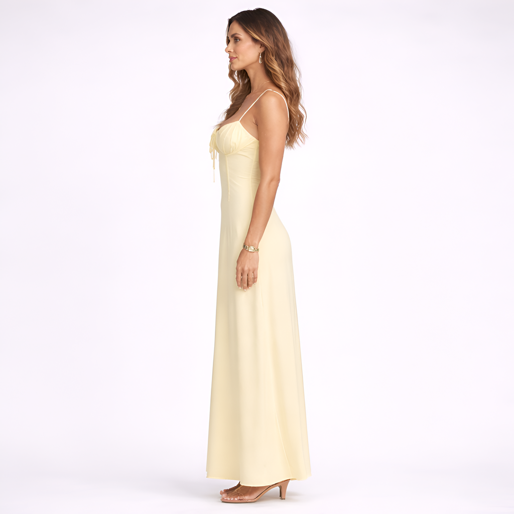 Jennifer - Robe longue moulante à bretelles et dos nu
