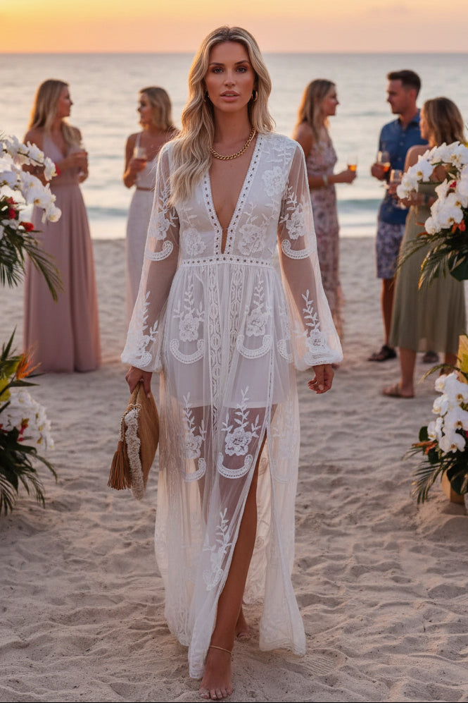 Robe Maxi avec Décolleté Élégant