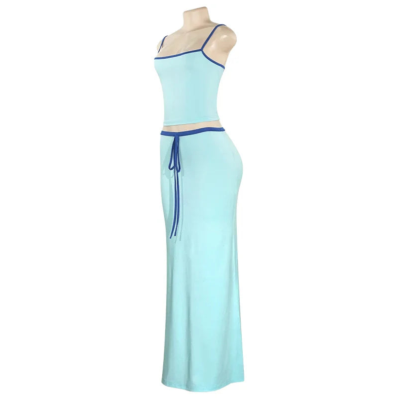 Ensemble Maxi Deux Pièces – Ensemble Crop Top et Jupe Chic Décontracté pour Femmes