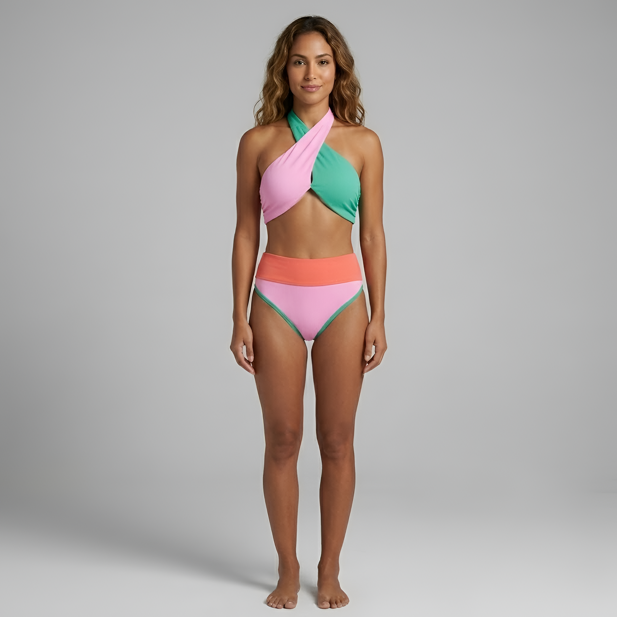 Isabella - Ensemble de bikini taille haute à bretelles croisées pour femme