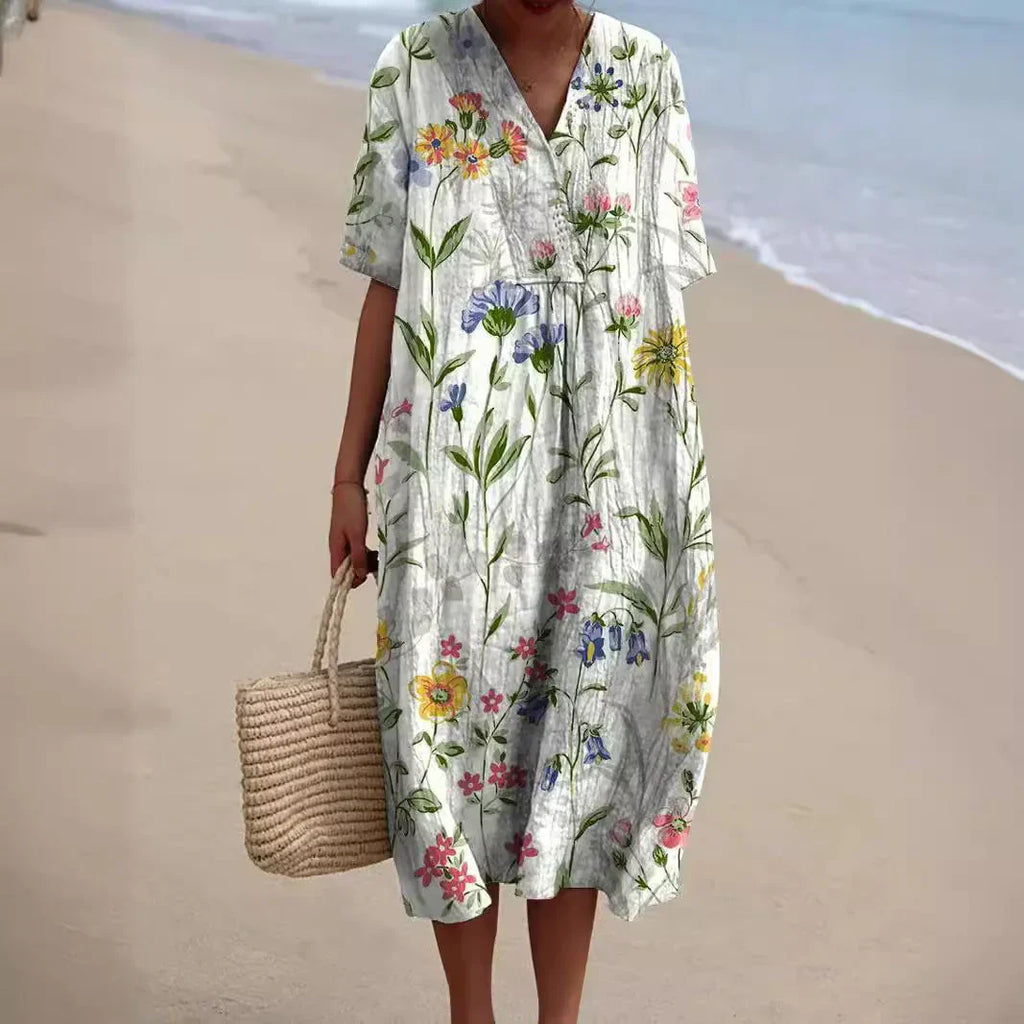MW | Robe midi avec motif floral bohémien