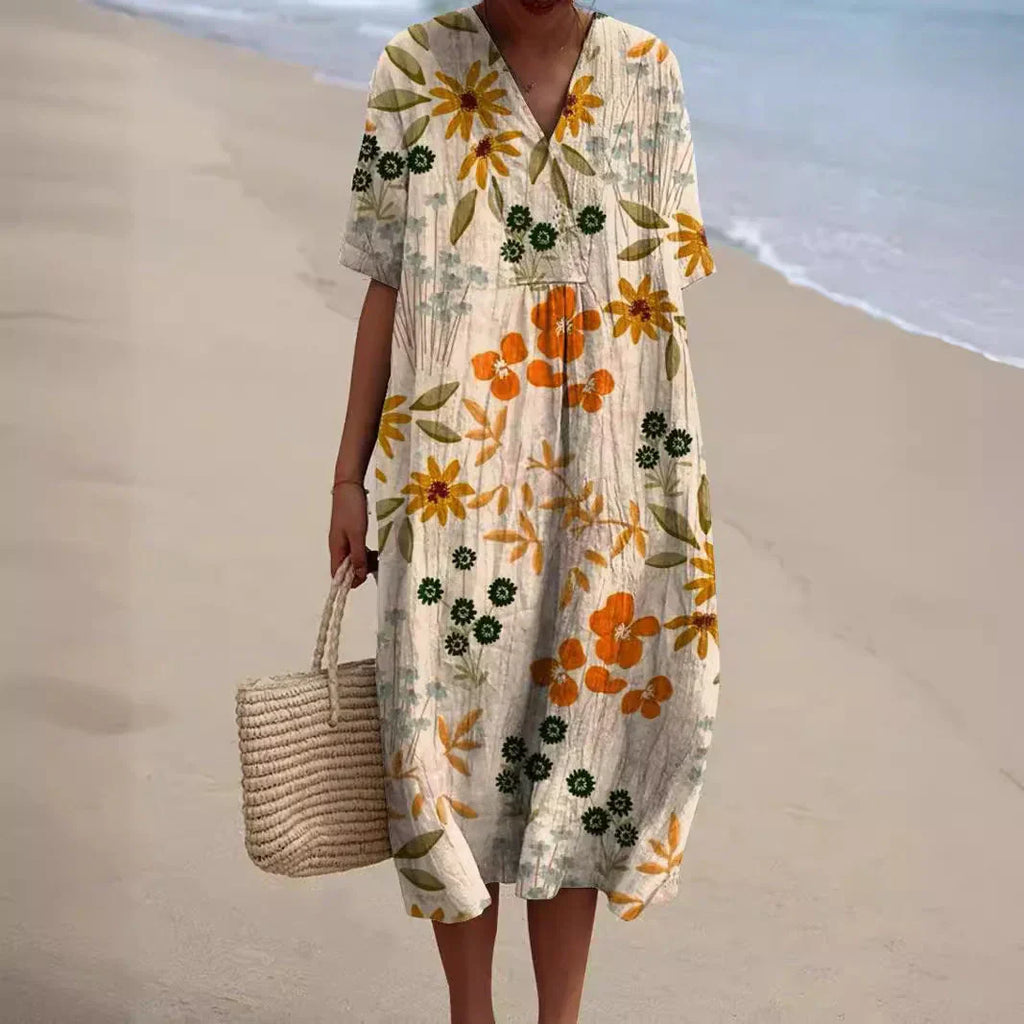 MW | Robe midi avec motif floral bohémien