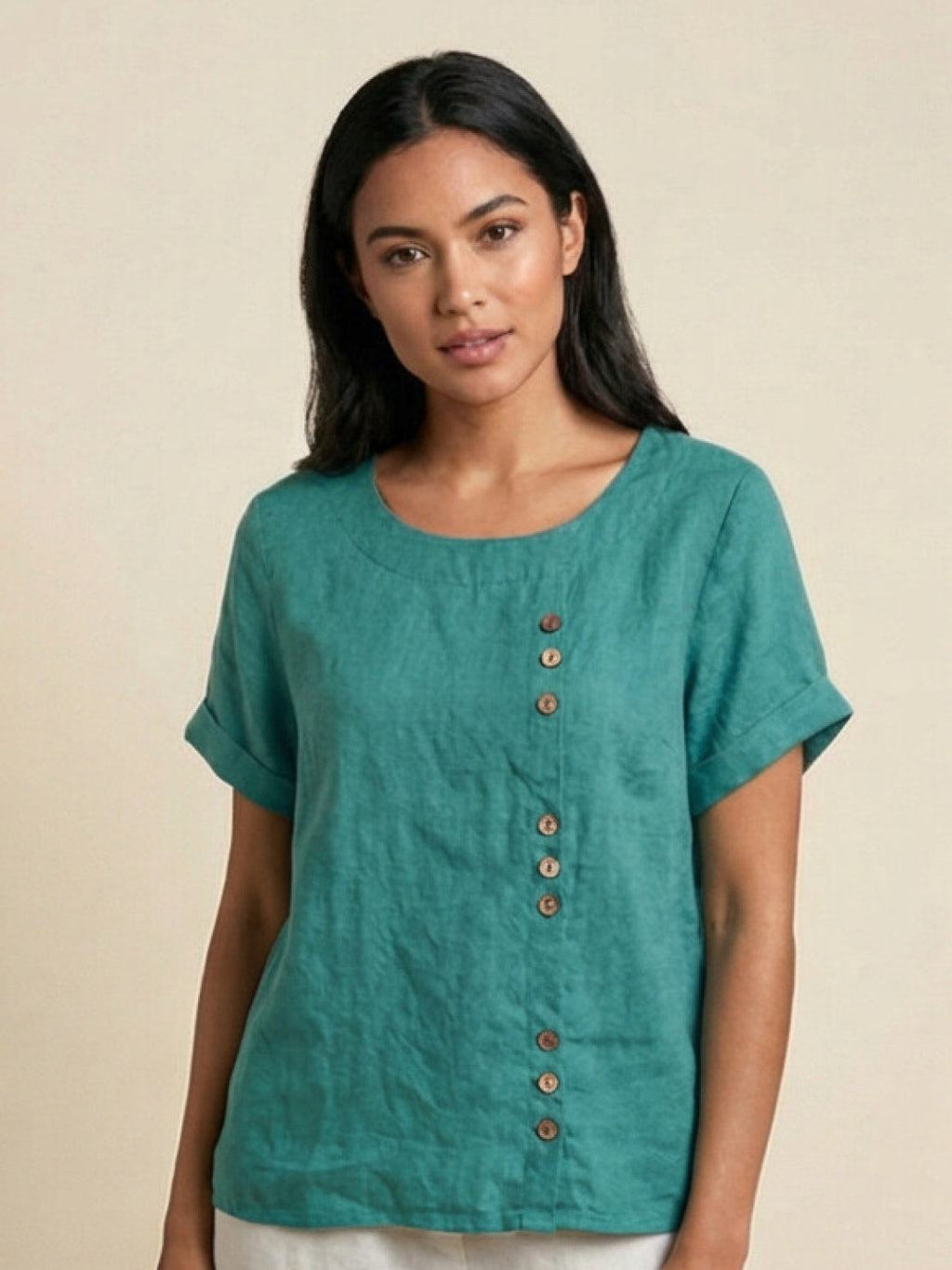 Sophia | Blouse en lin élégante et confortable avec col rond