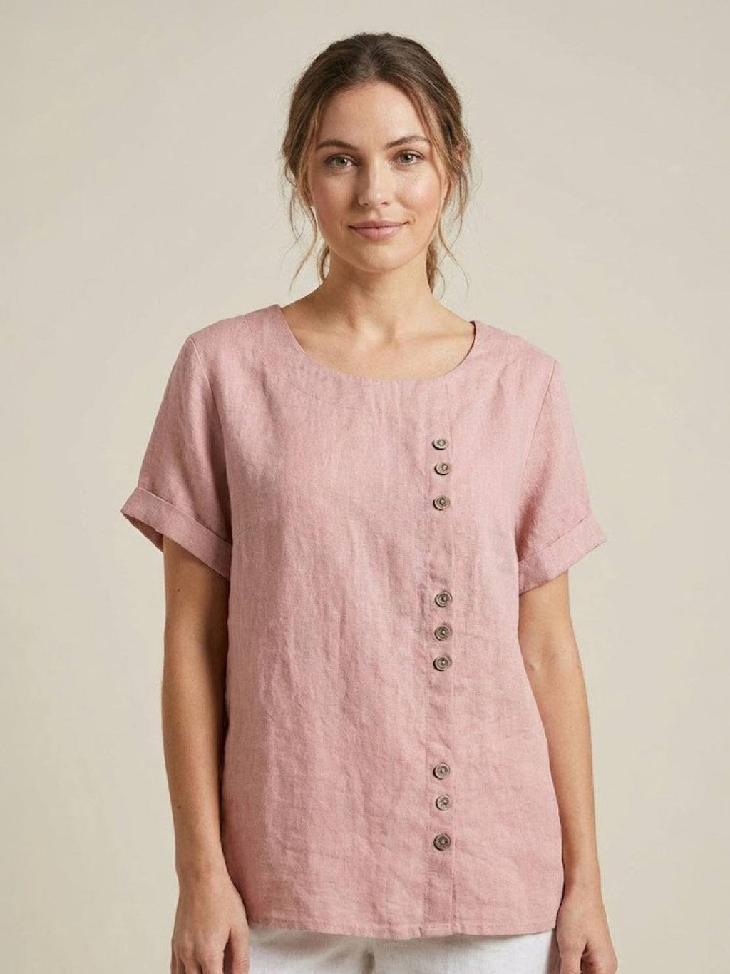 Sophia | Blouse en lin élégante et confortable avec col rond