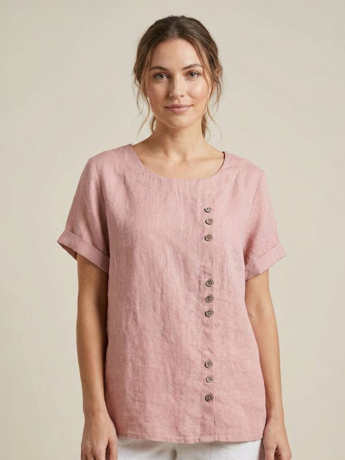 Sophia | Blouse en lin élégante et confortable avec col rond
