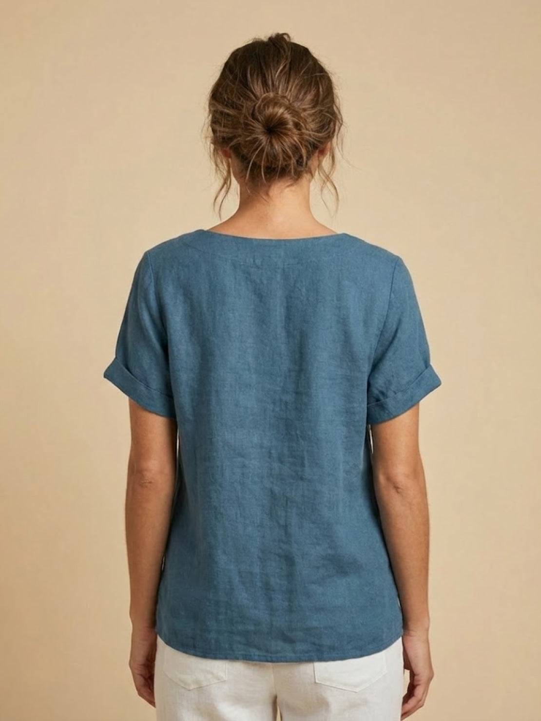 Sophia | Blouse en lin élégante et confortable avec col rond