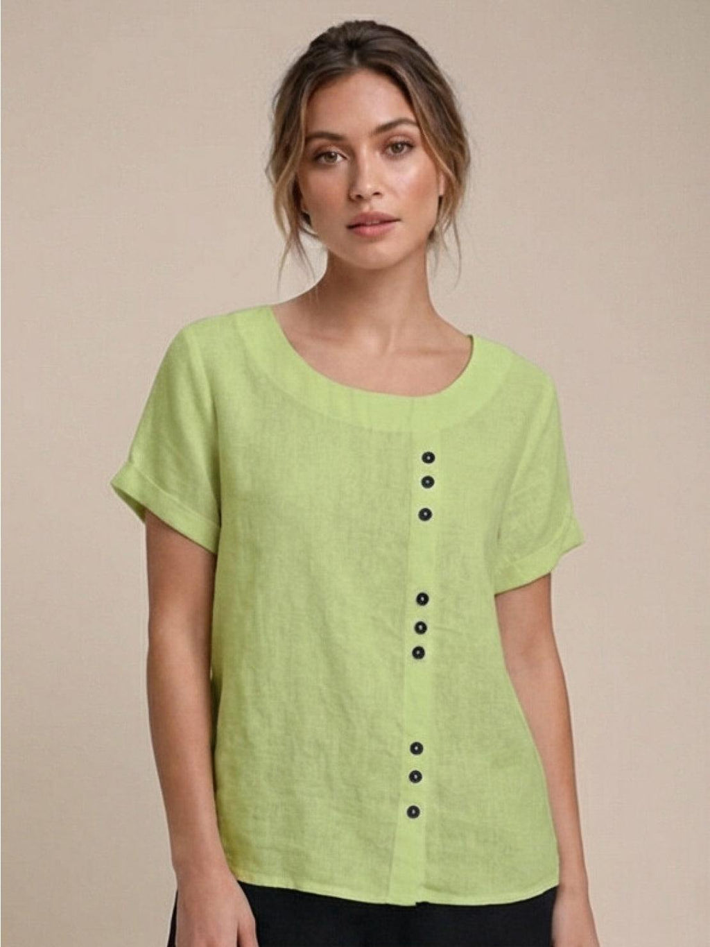 Sophia | Blouse en lin élégante et confortable avec col rond