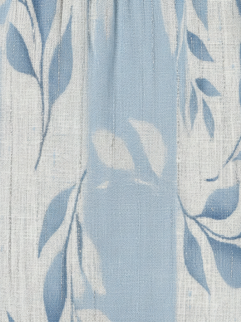Solene | Robe midi sans manches avec motif de feuilles bleues