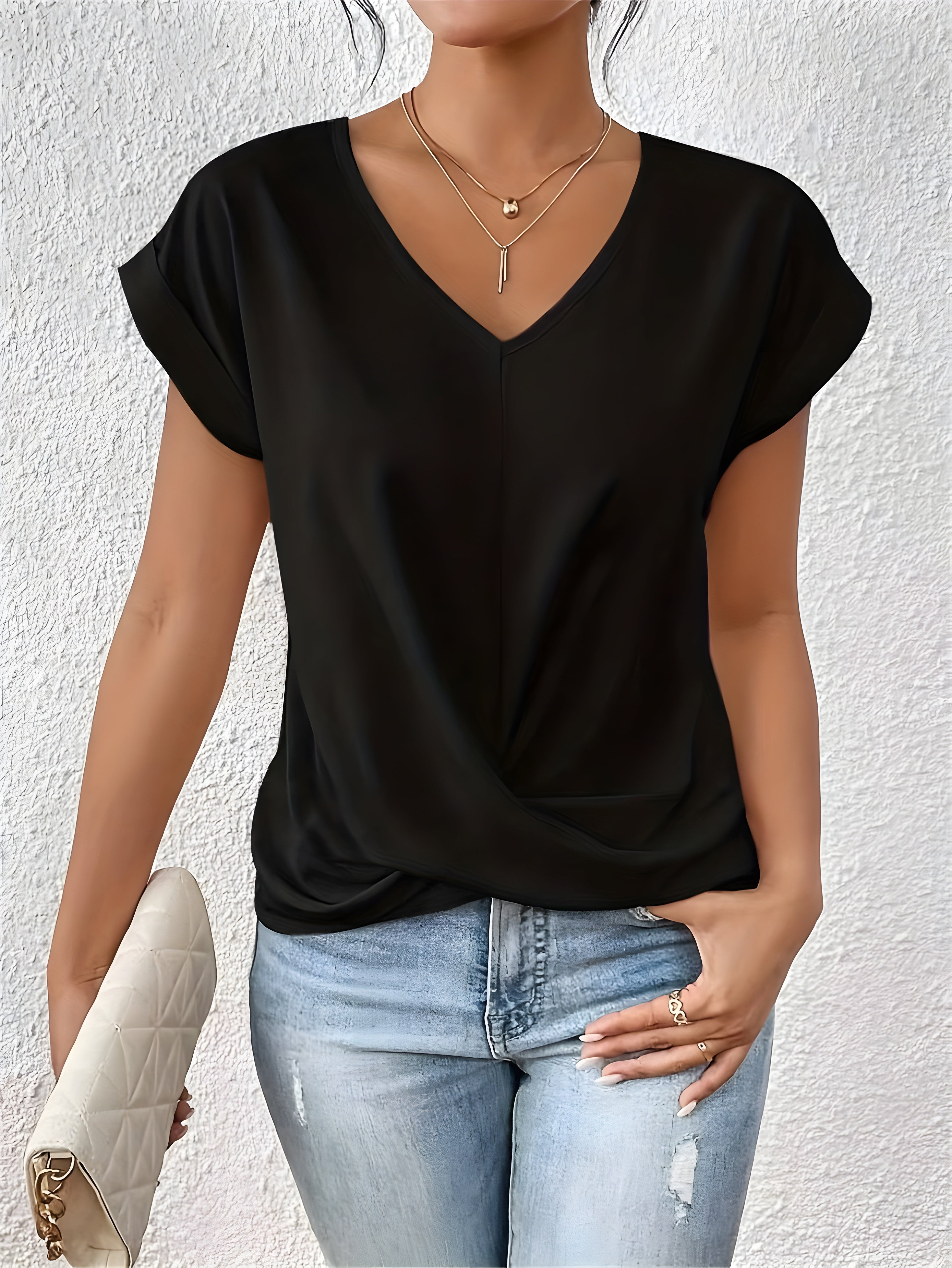 Top Femme Col V | Devant Torsadé pour une Silhouette Flatteuse