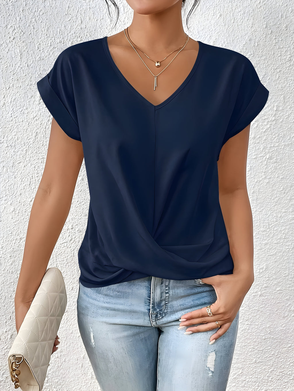Top Femme Col V | Devant Torsadé pour une Silhouette Flatteuse
