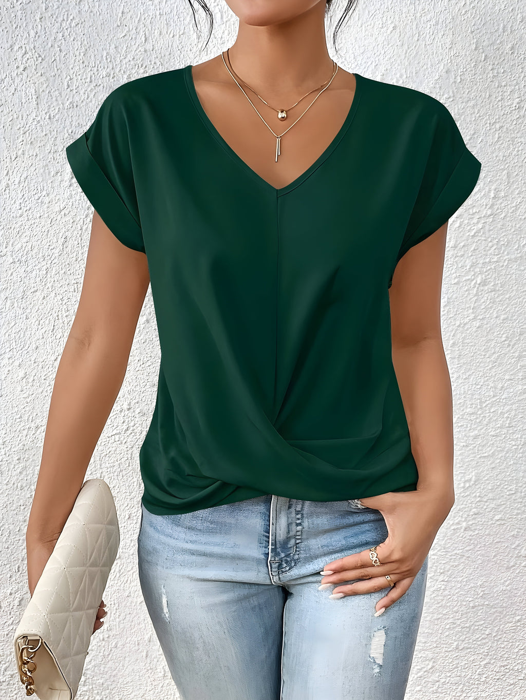 Top Femme Col V | Devant Torsadé pour une Silhouette Flatteuse