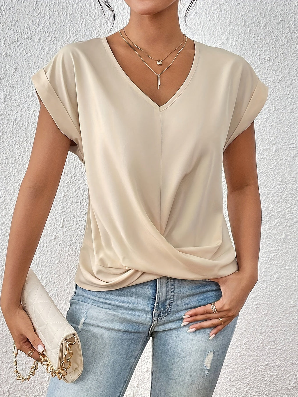 Top Femme Col V | Devant Torsadé pour une Silhouette Flatteuse