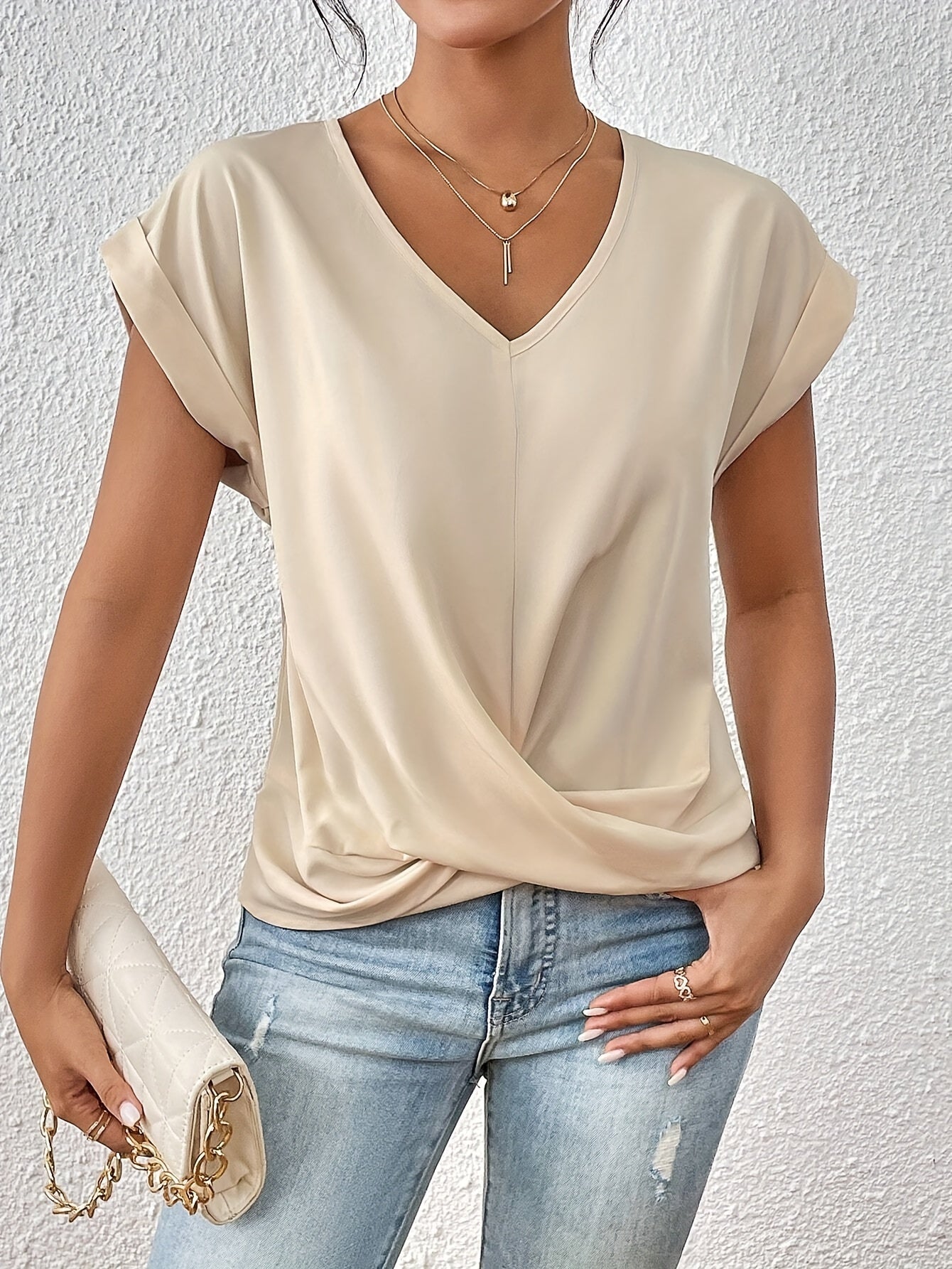 Top Femme Col V | Devant Torsadé pour une Silhouette Flatteuse