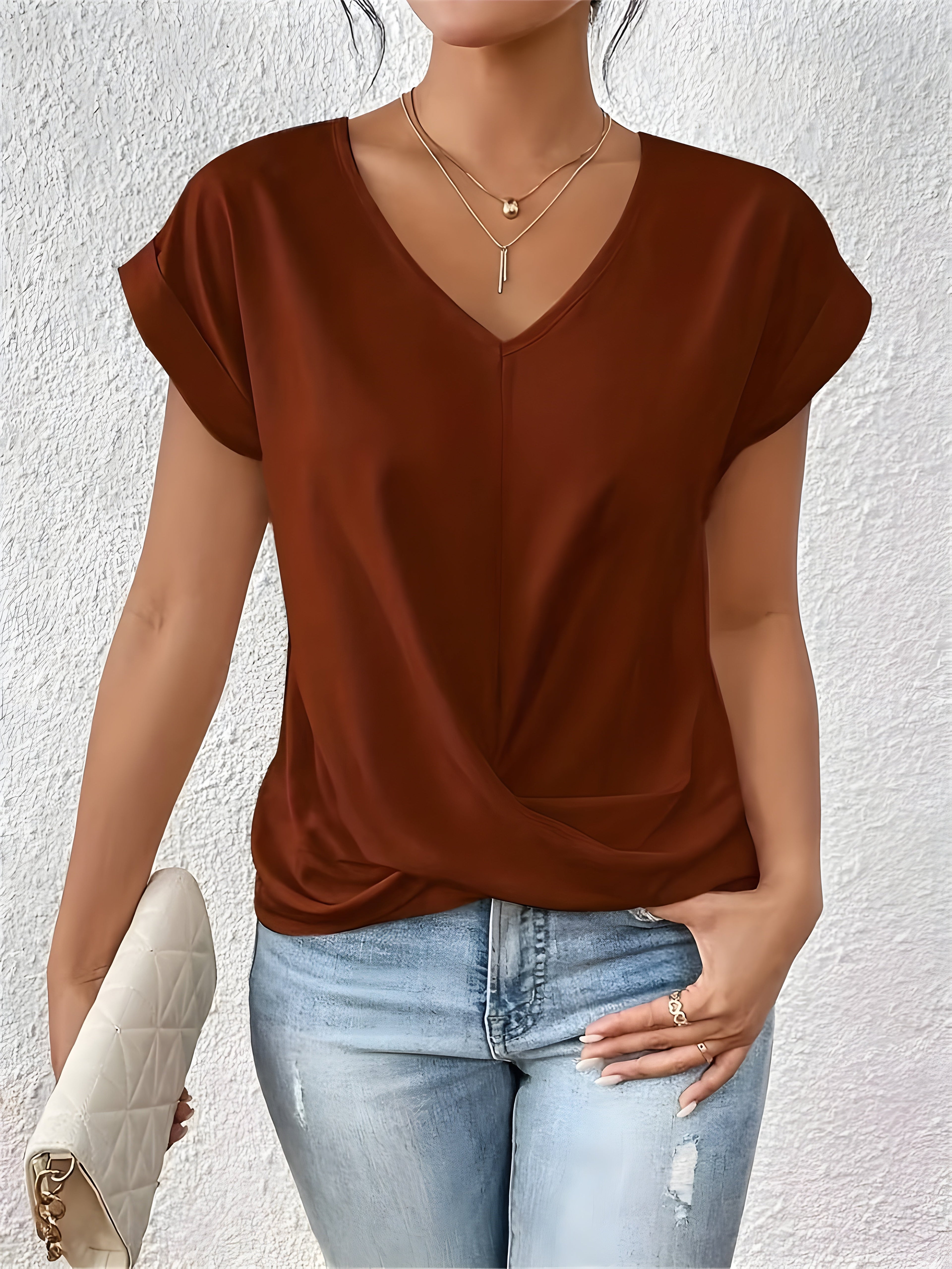Top Femme Col V | Devant Torsadé pour une Silhouette Flatteuse