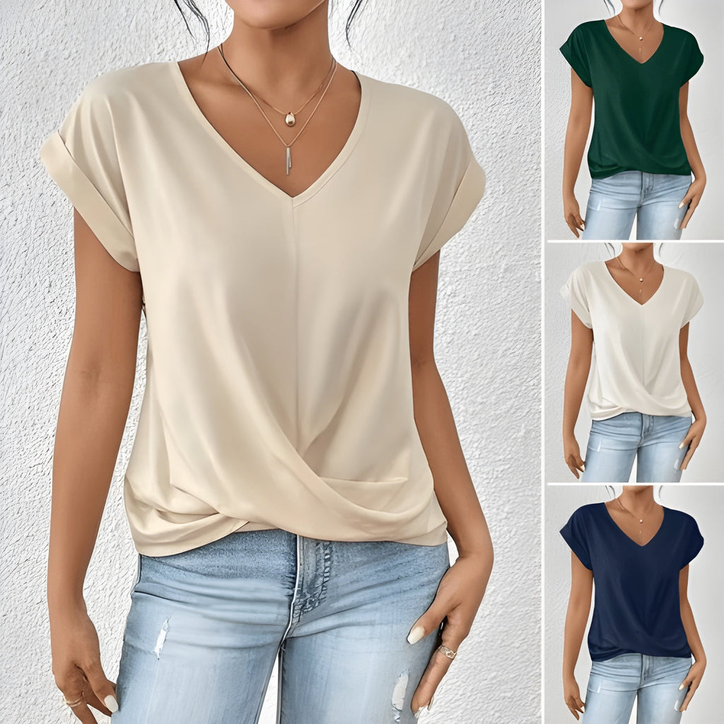 Top Femme Col V | Devant Torsadé pour une Silhouette Flatteuse