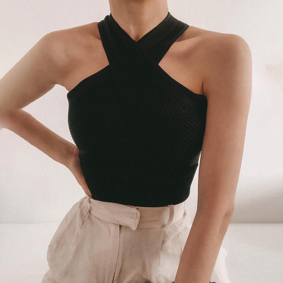 Top Avec Bretelles Croisées Et Coupe Ajustée Pour Femme | Idéal Pour Les Sorties Et Les Soirées