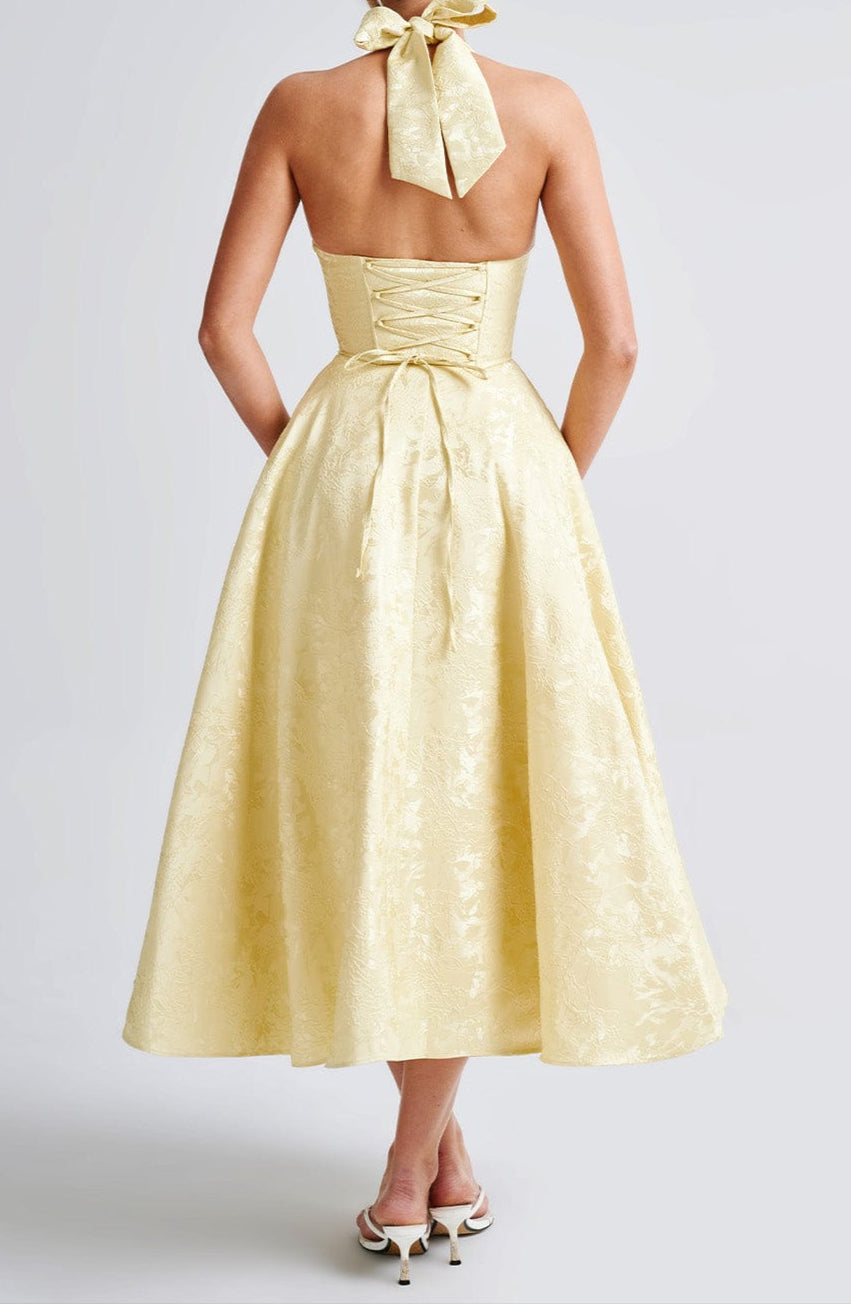 Robe Midi de Mariage Invitée Jaune Triana